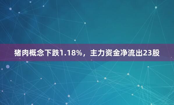 猪肉概念下跌1.18%，主力资金净流出23股