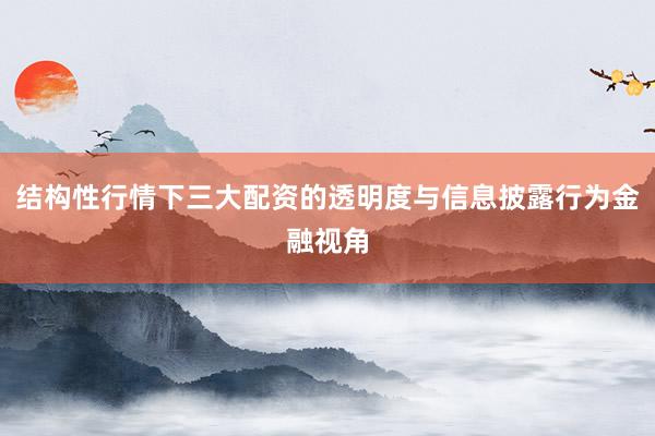 结构性行情下三大配资的透明度与信息披露行为金融视角