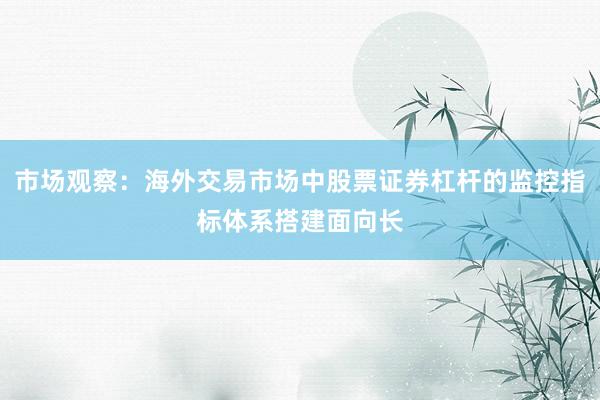 市场观察：海外交易市场中股票证券杠杆的监控指标体系搭建面向长