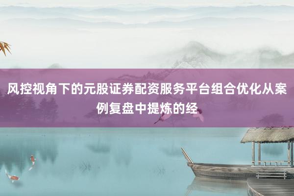 风控视角下的元股证券配资服务平台组合优化从案例复盘中提炼的经