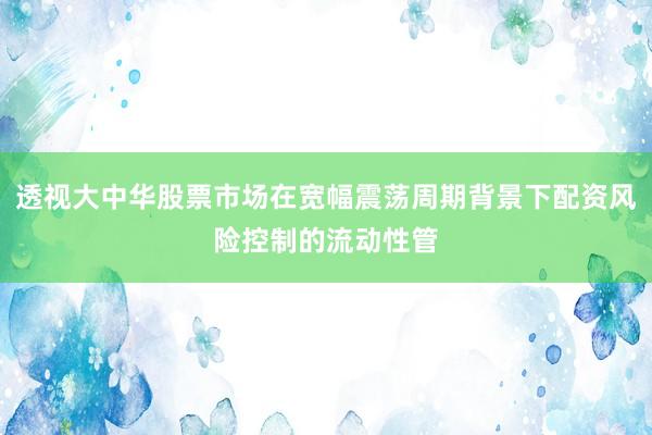 透视大中华股票市场在宽幅震荡周期背景下配资风险控制的流动性管