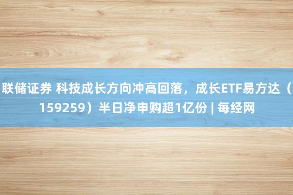 联储证券 科技成长方向冲高回落，成长ETF易方达（159259）半日净申购超1亿份 | 每经网
