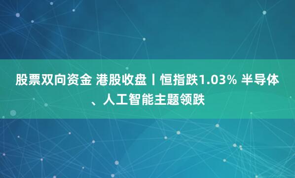股票双向资金 港股收盘丨恒指跌1.03% 半导体、人工智能主题领跌